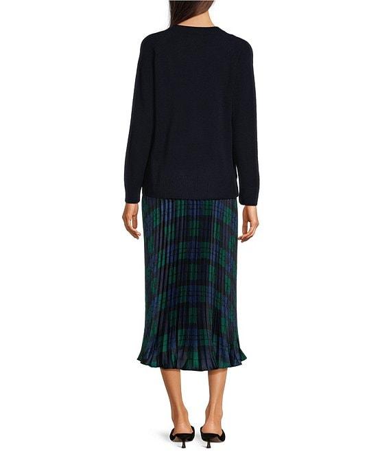 Sail To Sable x Style Charade 2-Piece Combo Crew Neck Long Sleeve Sweater With Blackwatch Plaid Pleated Slip Dress Product Image