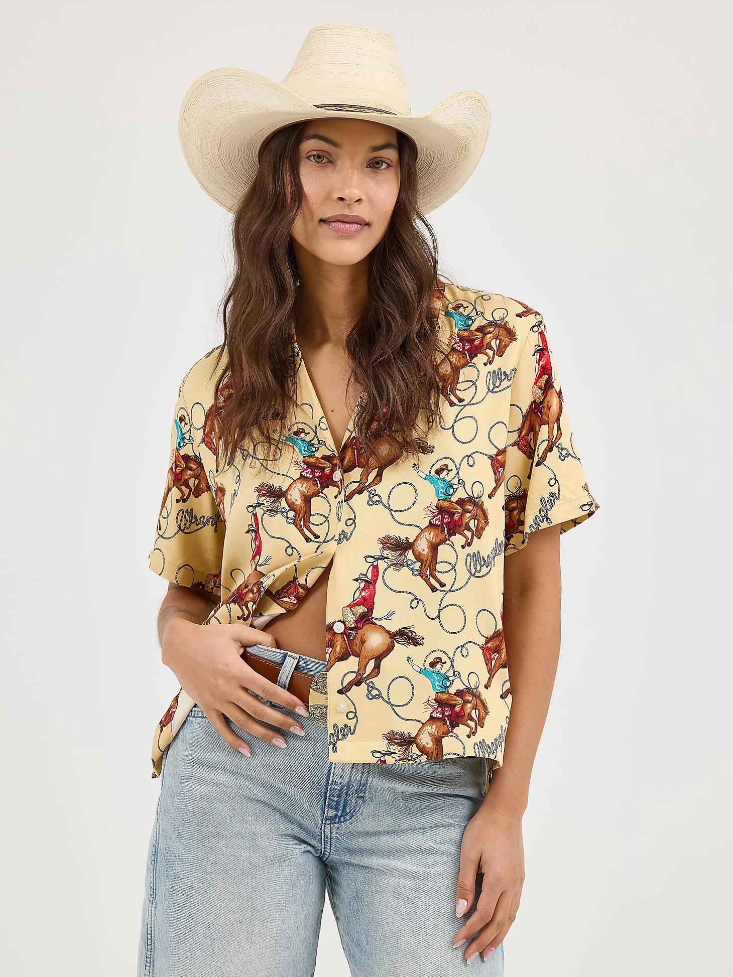 Women's Wrangler Retro® Cowgirl Camp Shirt in Ditsy Cowboy Product Image