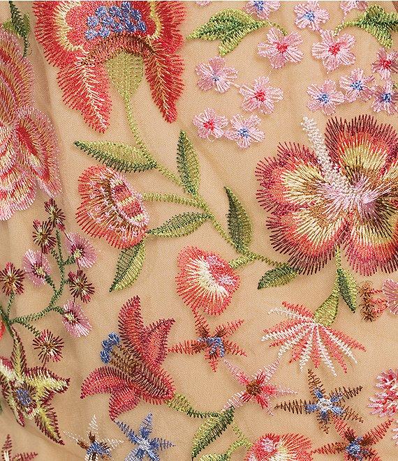 Sam Edelman Embroidered Floral Print Crew Neck Short Sleeve Sheath Mini Dress Product Image