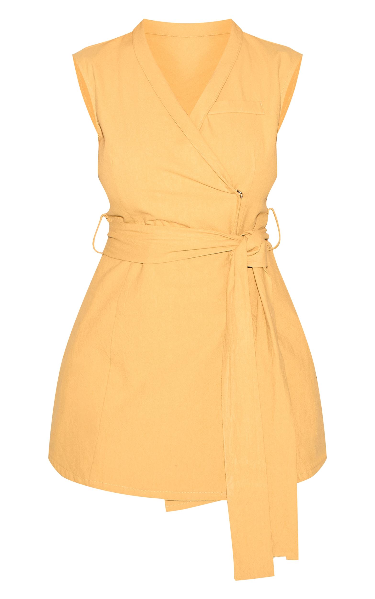 Shape Olive Linen Look Wrap Front Belted Blazer Product Image