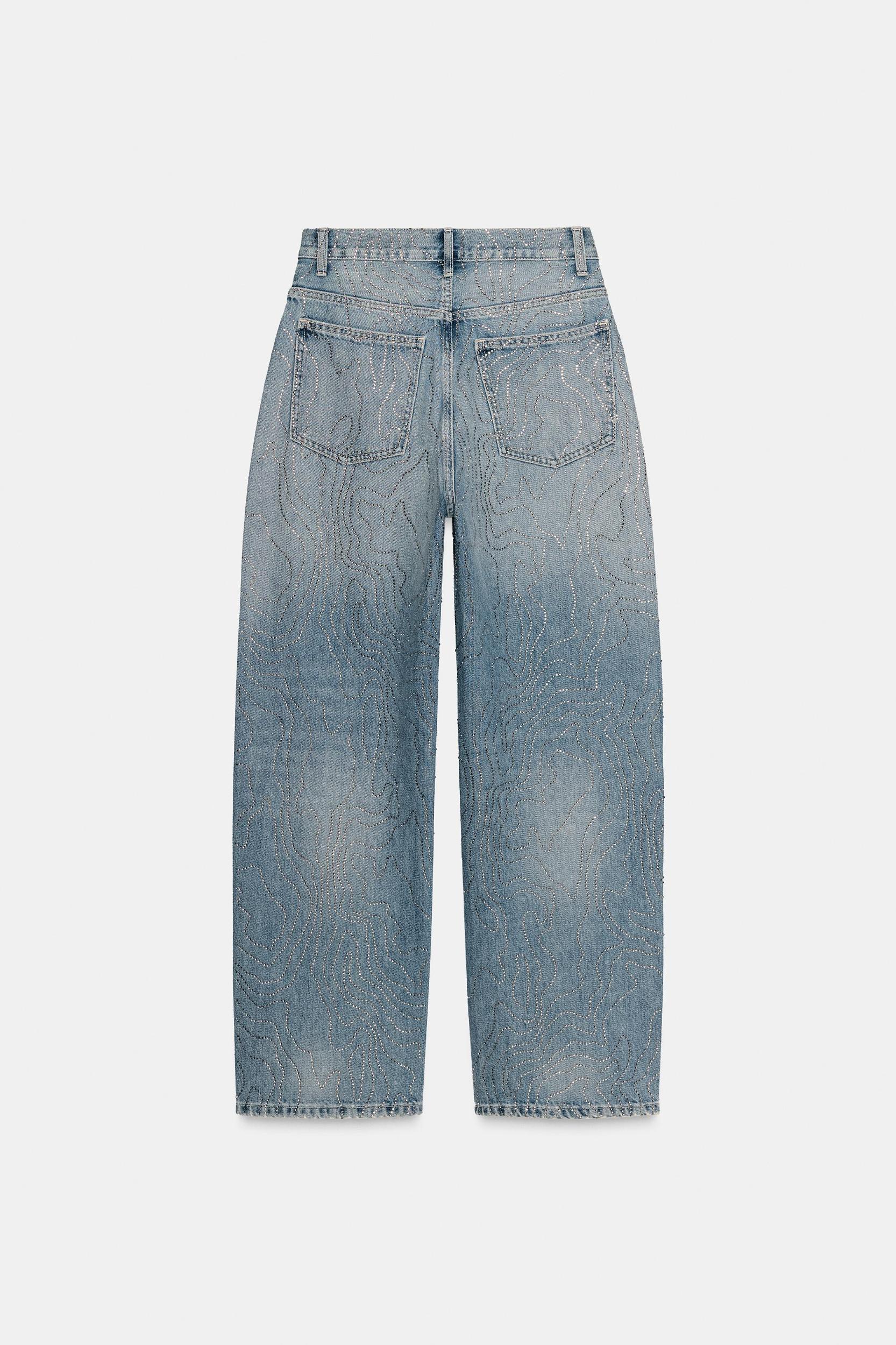 TRF HIGH-WAISTED STRAIGHT SHINY JEANS Product Image
