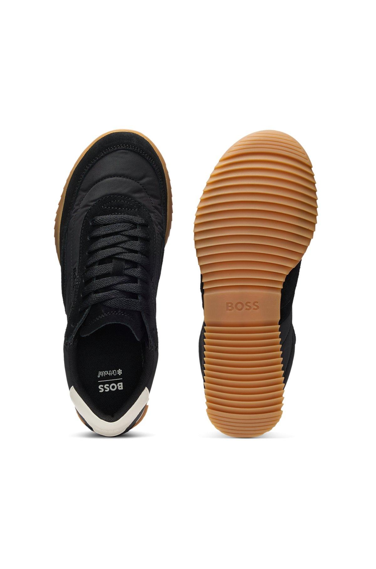 Low-top trainers in fabric and suede Product Image