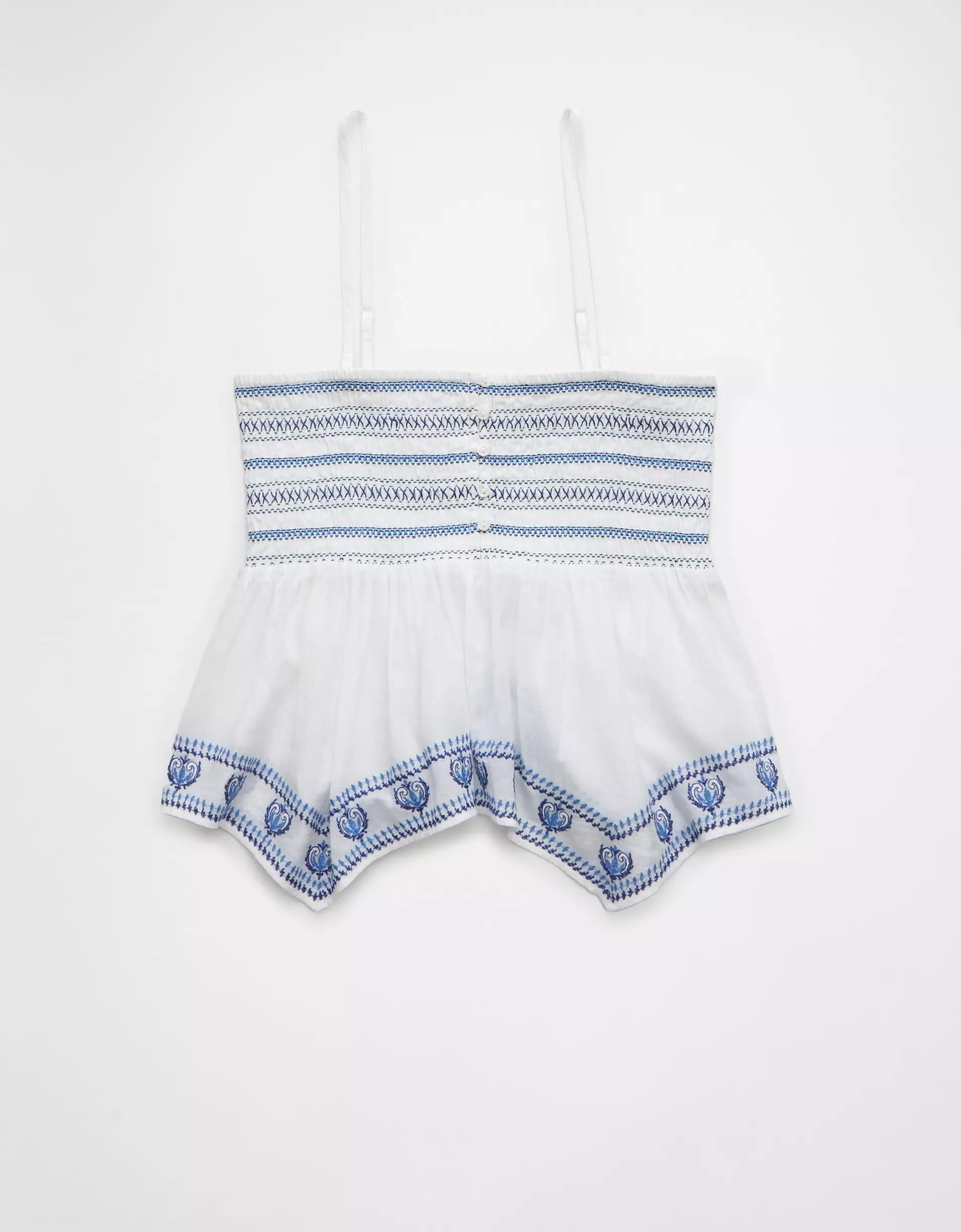 AE Handkerchief Hem Smocked Babydoll Tube Top Product Image