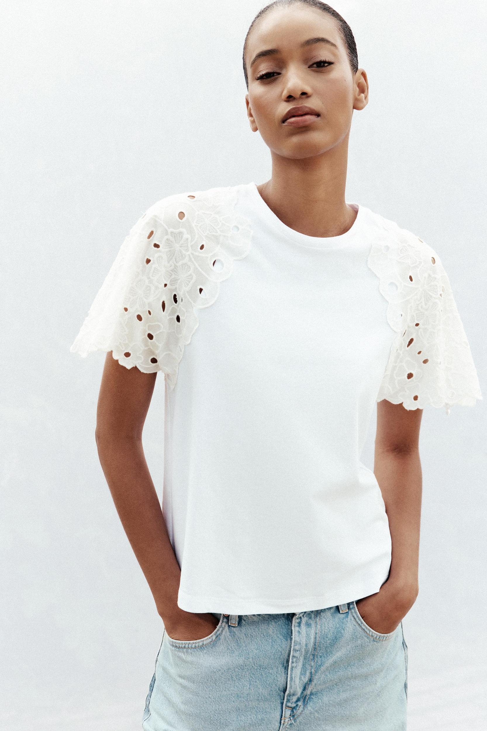 EMBROIDERED SLEEVE T-SHIRT Product Image