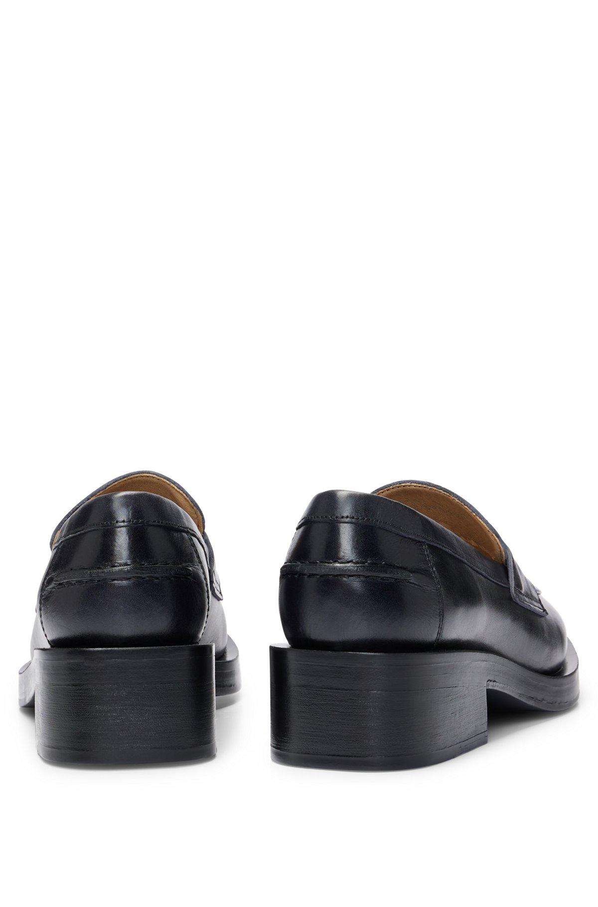 BOSS - Leather moccasins with branded hardware - Black Product Image