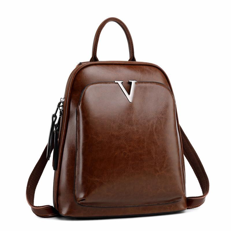 V Leather Backpack ~ Coffee Product Image
