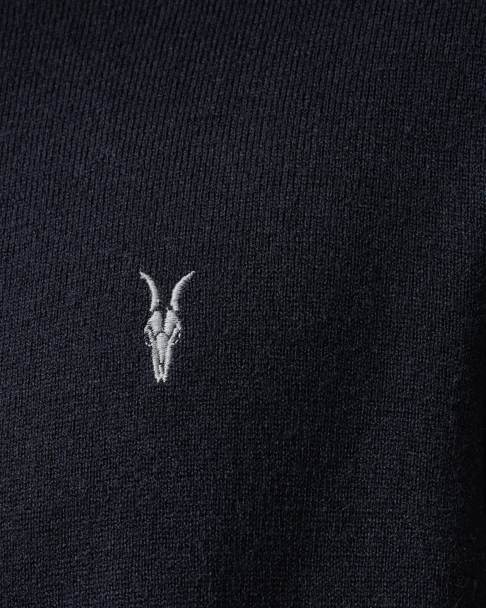 Kilburn Zip Funnel Neck Ramskull Sweater NAVY BLUE | ALLSAINTS US Product Image