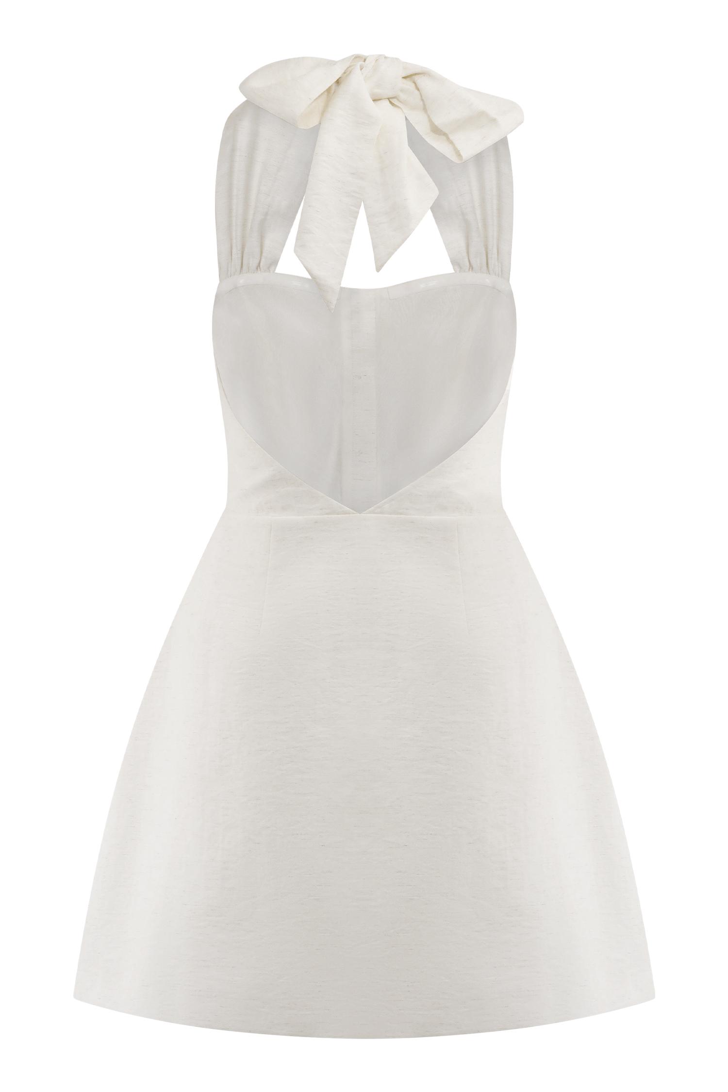 Anya Linen Halter Mini Dress - Oat Marle Product Image