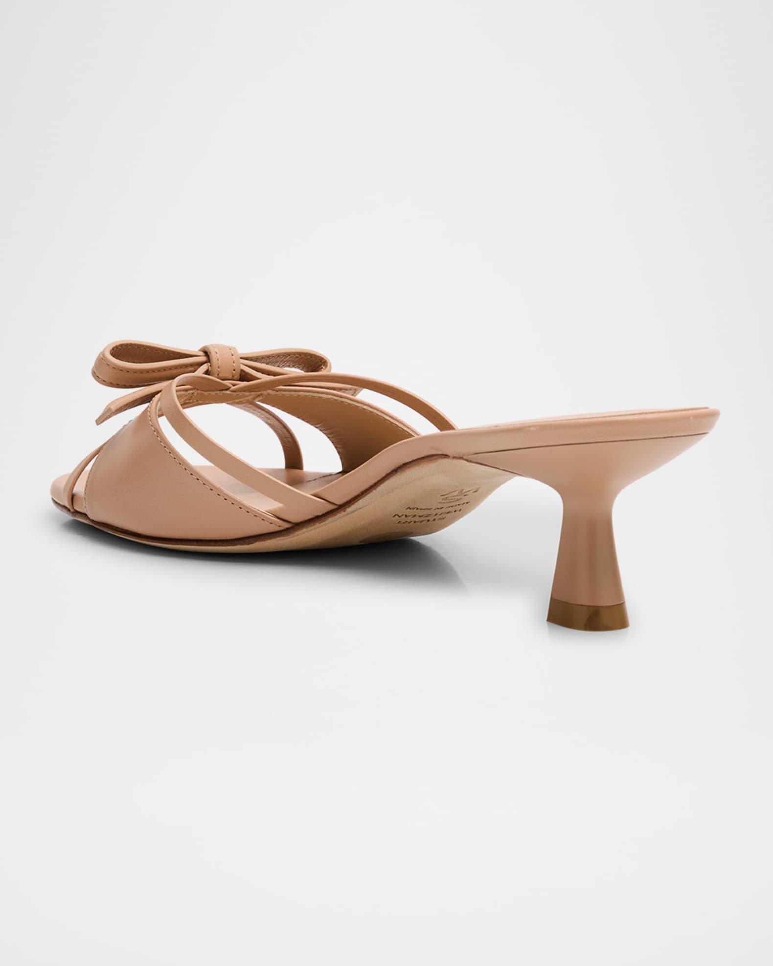 Felicity Leather Bow Kitten-Heel Mules Product Image