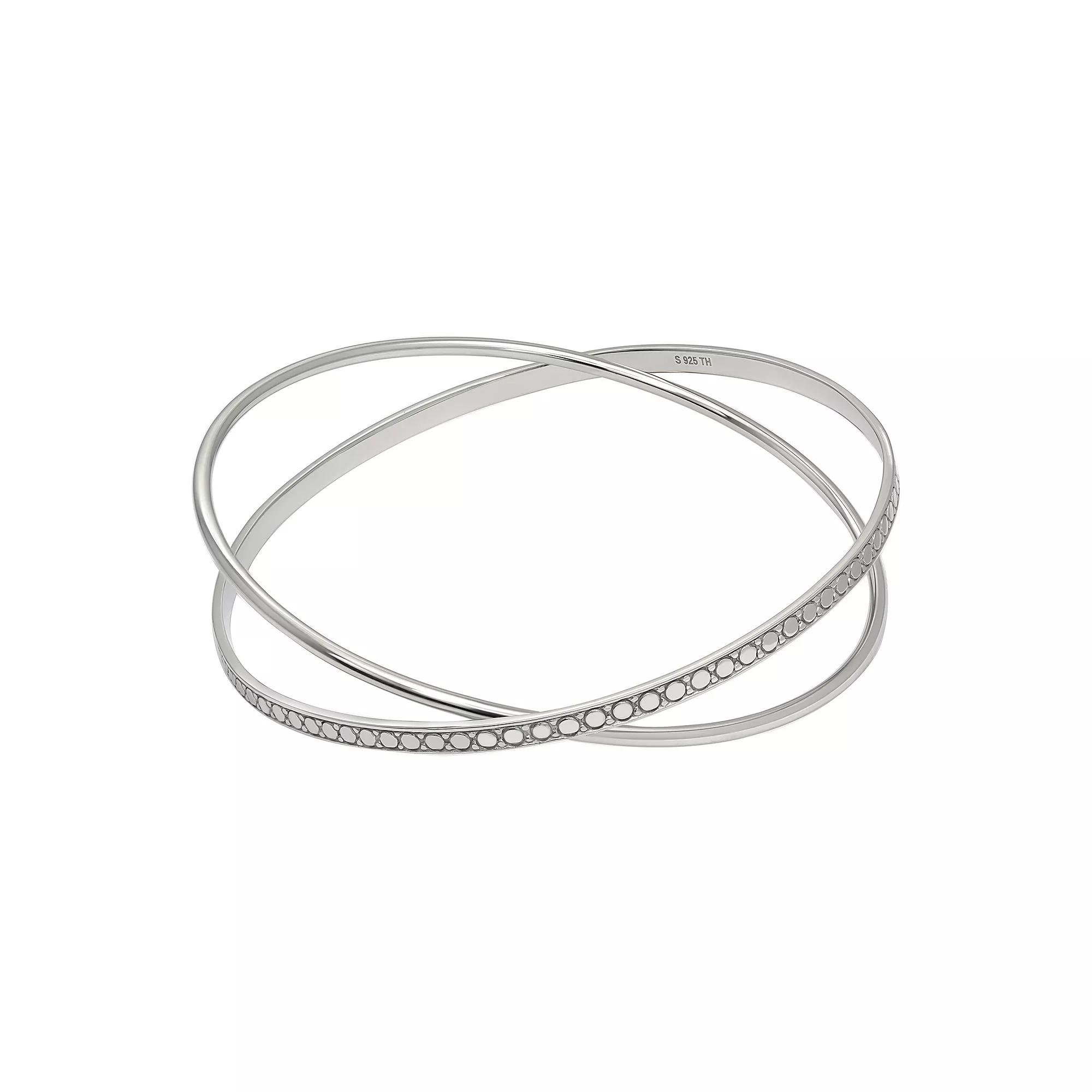 Argento Forte Sterling Silver Criss Cross Slip Bangle Bracelet, Women's, Size: 8" Product Image