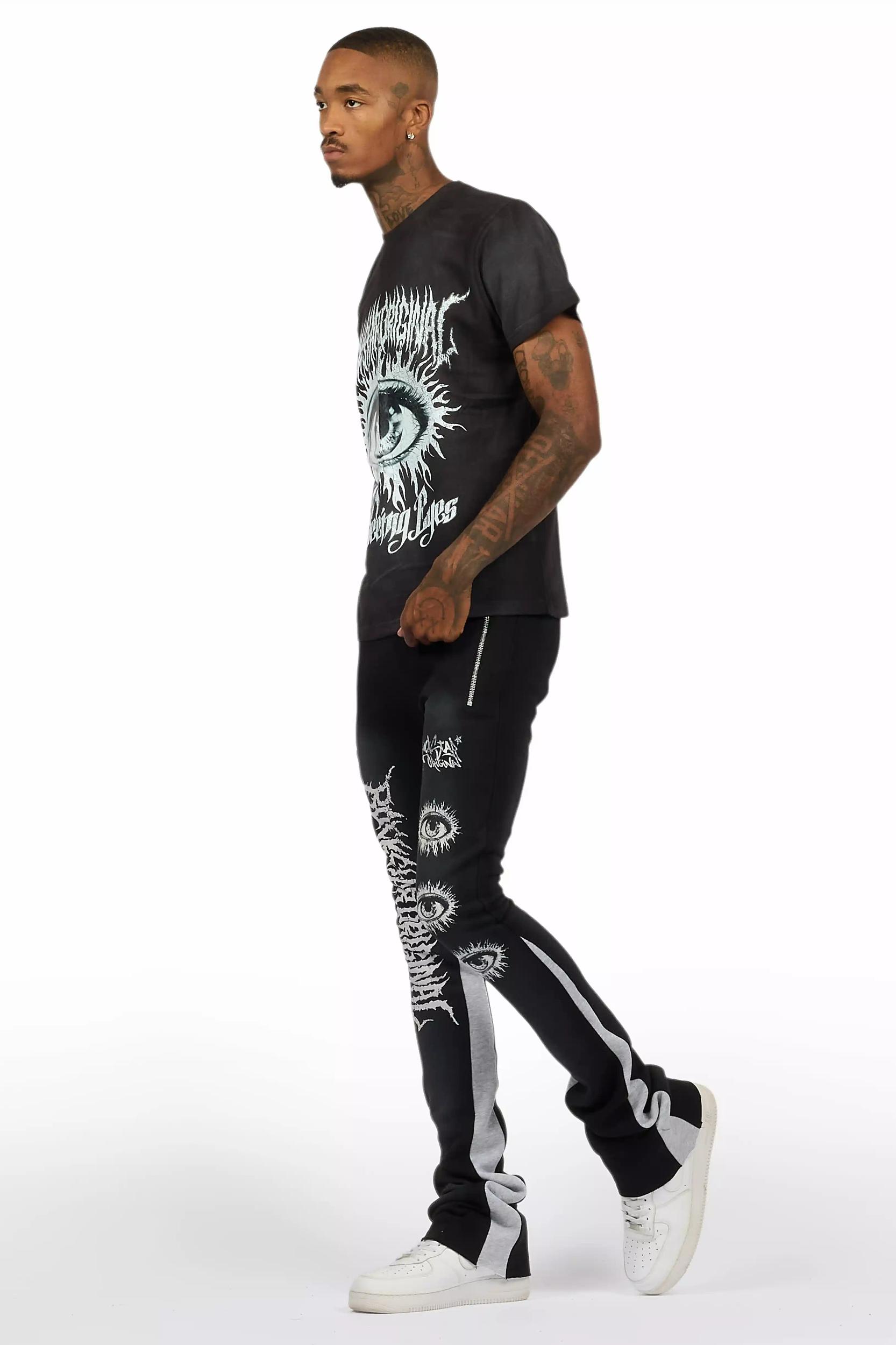 All Seeing Eyes Black T-Shirt/Stacked Flare Track Set Male Product Image