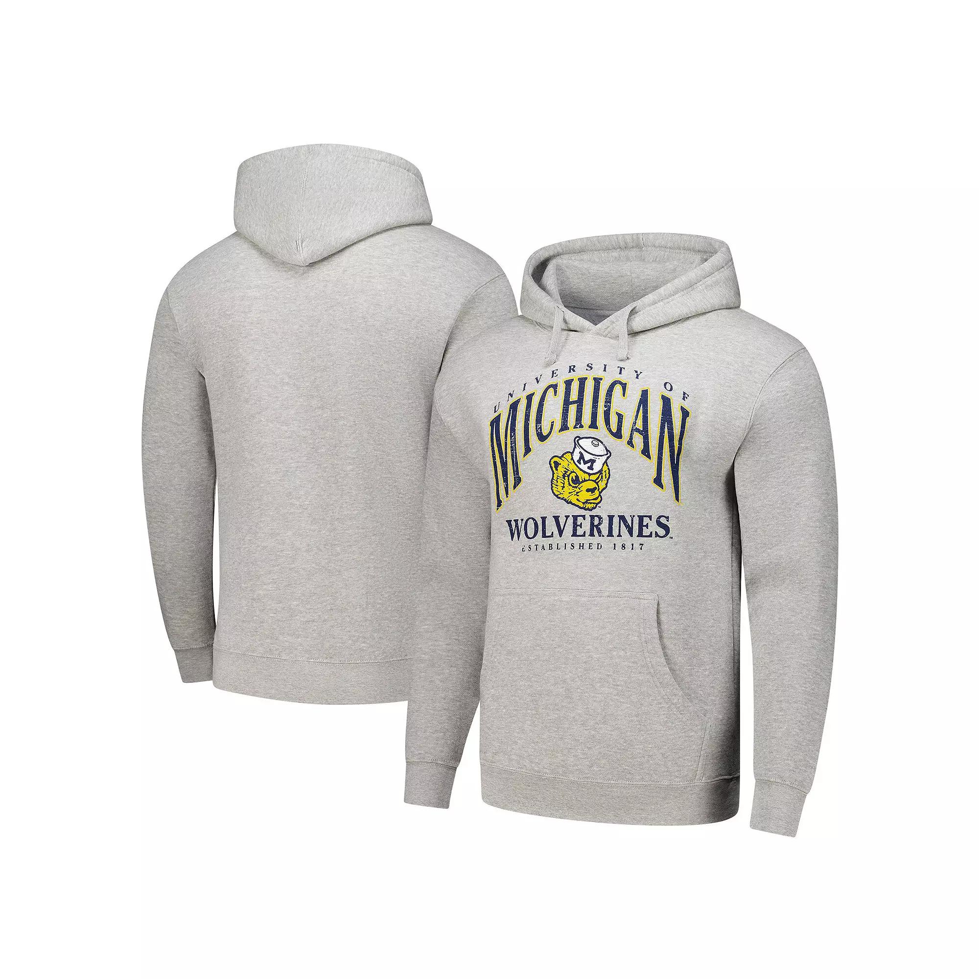 Men's Heather Gray Michigan Wolverines Tall Arch Essential Pullover Hoodie,  Product Image