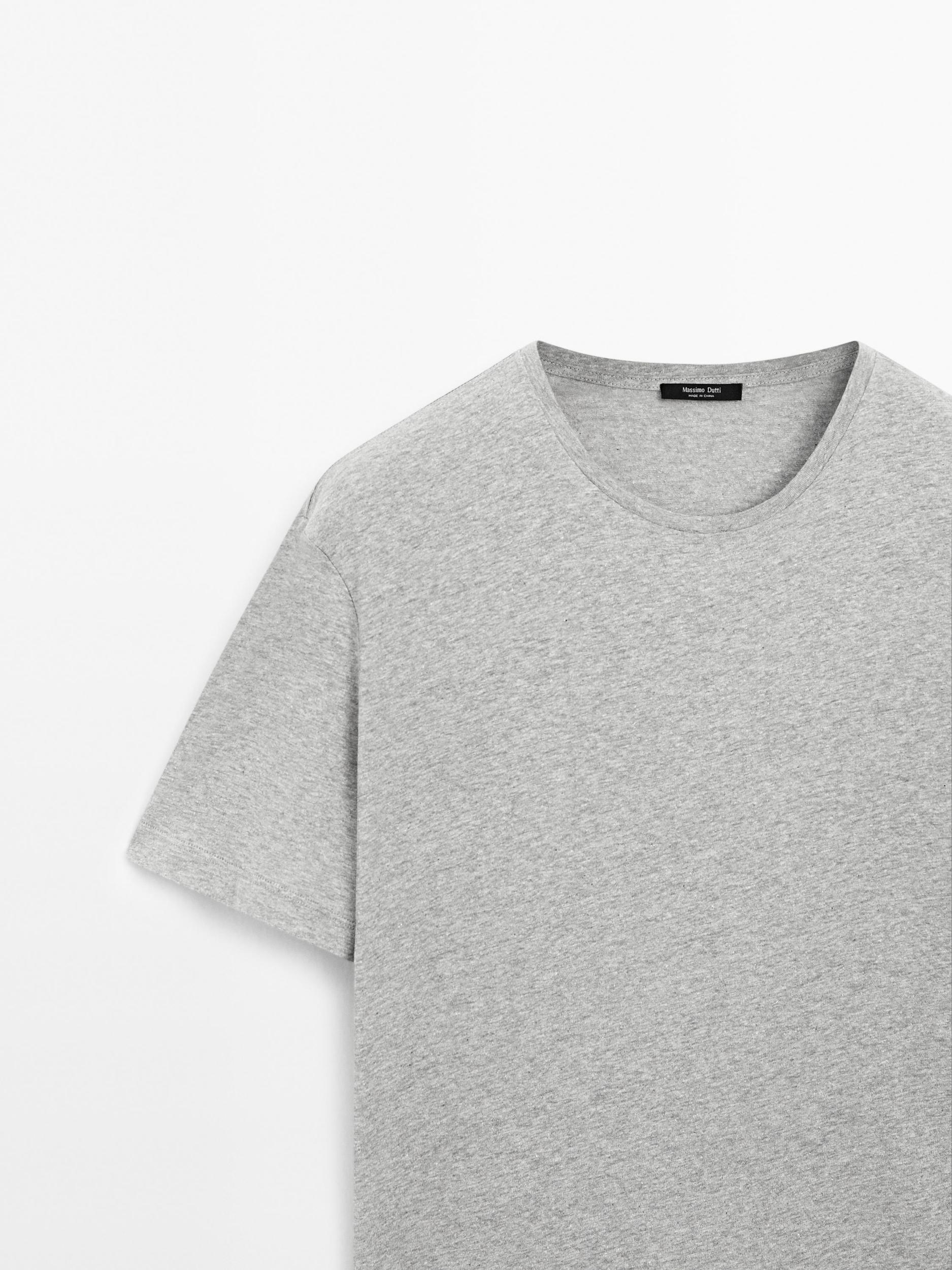 Melange cotton and linen t-shirt Product Image