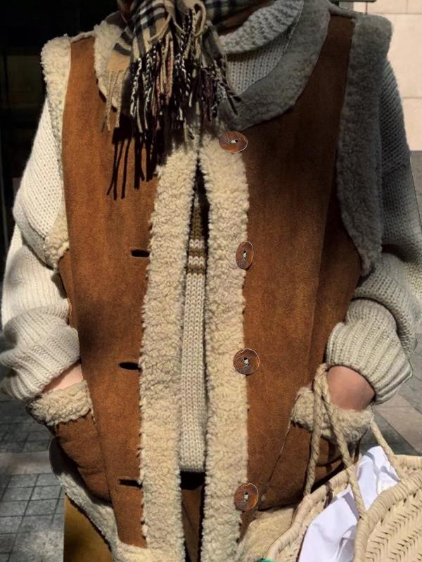 Reversible Lambswool Trim Sleeveless Jacket Product Image