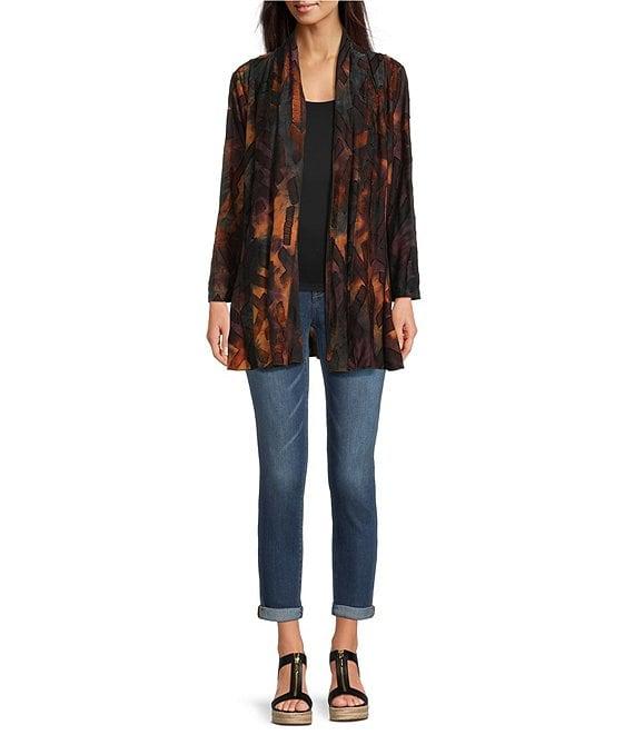 Calessa Tie-Dye Burnout Shawl Long Sleeve Open Front Cardigan Product Image