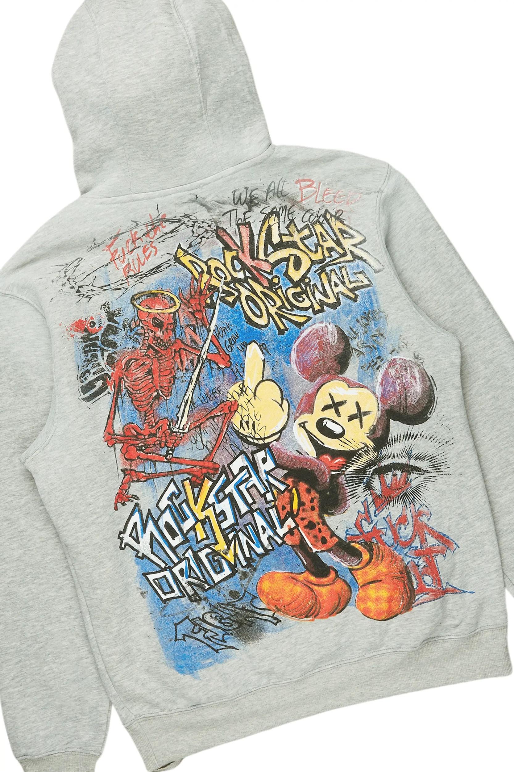 Yooz Grey/Blue Hoodie/Baggy Fit Jean Bundle Male Product Image