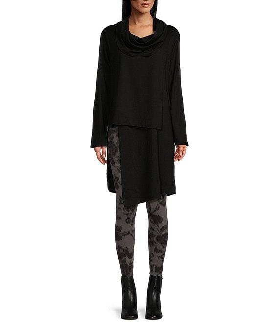 Bryn Walker Pita Modal Ponte Cowl Neck Long Sleeve Asymmetrical Front Peak Tunic Product Image