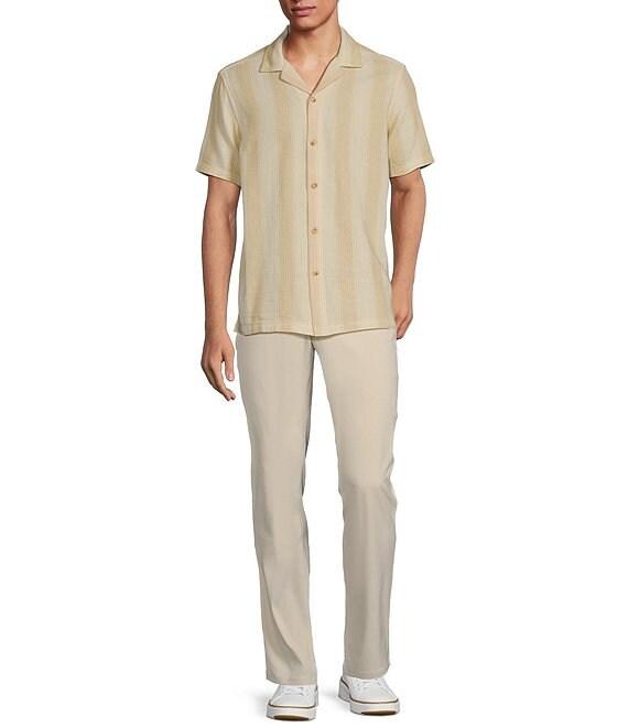 Rowm Tourister Short Sleeve Tonal Stripe Camp Button Front Shirt Product Image