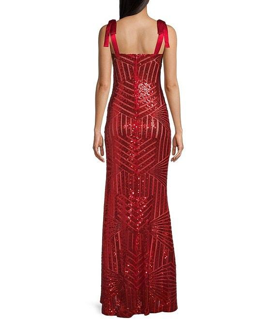 Pear Culture Sequin Mesh Sweetheart Neck Spaghetti Strap Dress Product Image