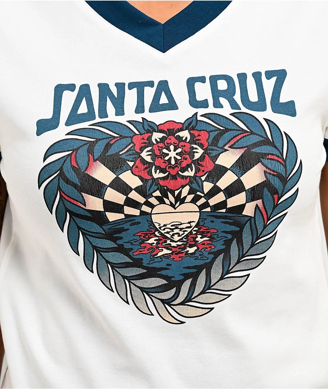 Santa Cruz Heart Set Ringer Ivory Crop T-Shirt Product Image
