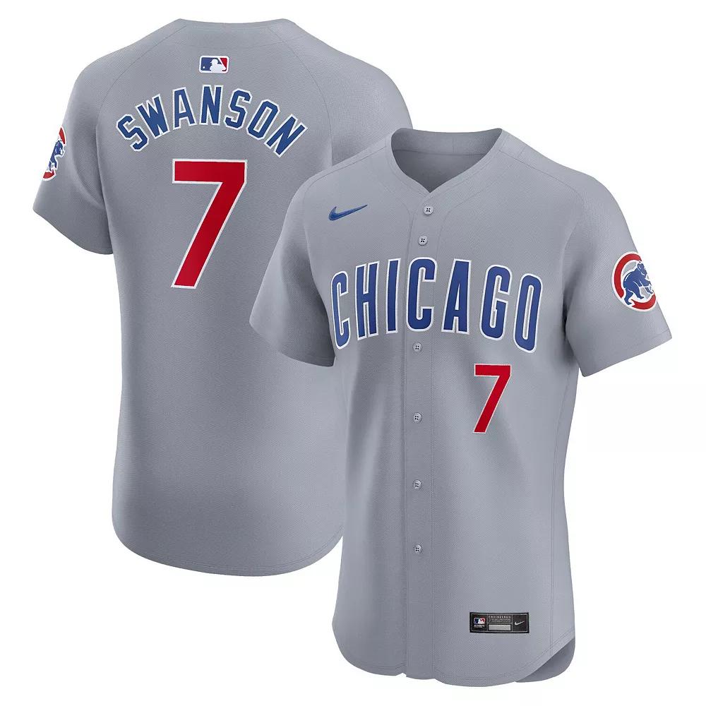 Mens Nike Dansby Swanson Gray Chicago Cubs Road Elite Player Jersey Product Image