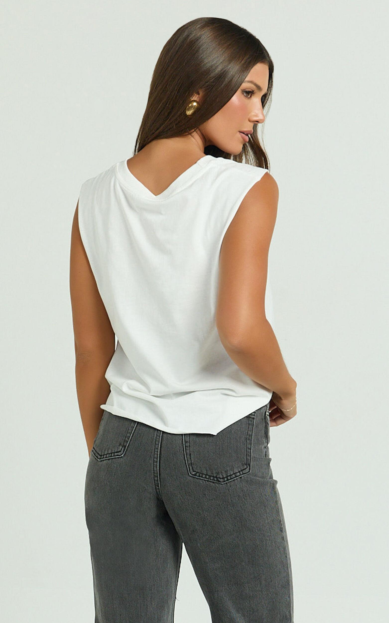 Gia Tee - High Neck Tshirt in White Product Image