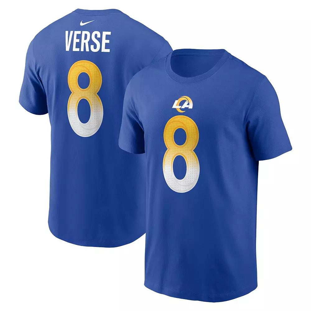 Men's Nike Jared Verse Royal Los Angeles Rams 2024 NFL Draft First Round Pick Name & Number T-Shirt,  Product Image