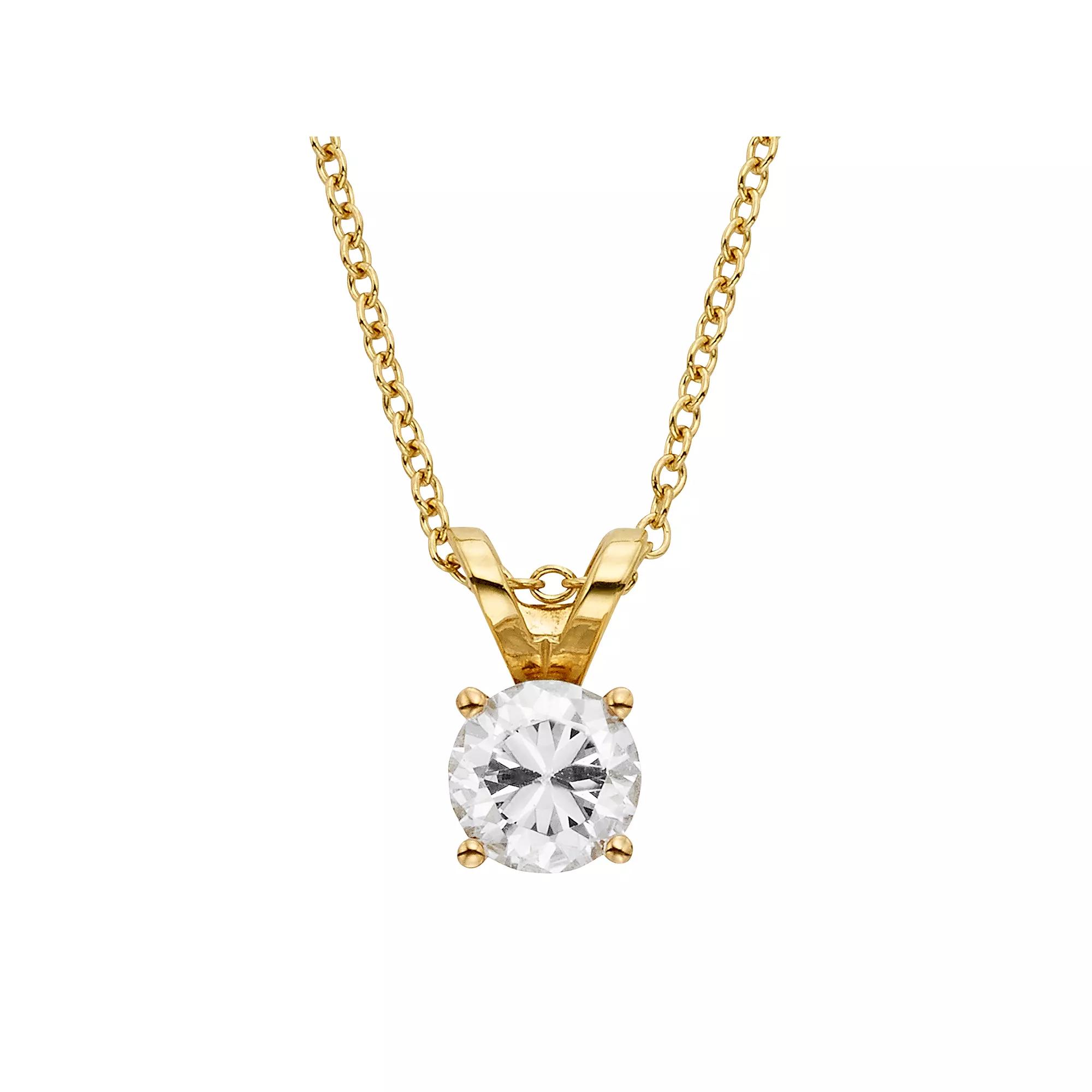 The Regal Collection 1/2 Carat T.W. IGL Certified Diamond 18k Gold Solitaire Pendant Necklace, Women's, Size: 18", Yellow Product Image