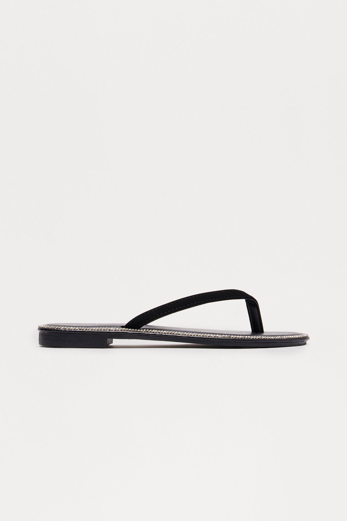 Topaz Rhinestone Flip Flops - Black Female Product Image