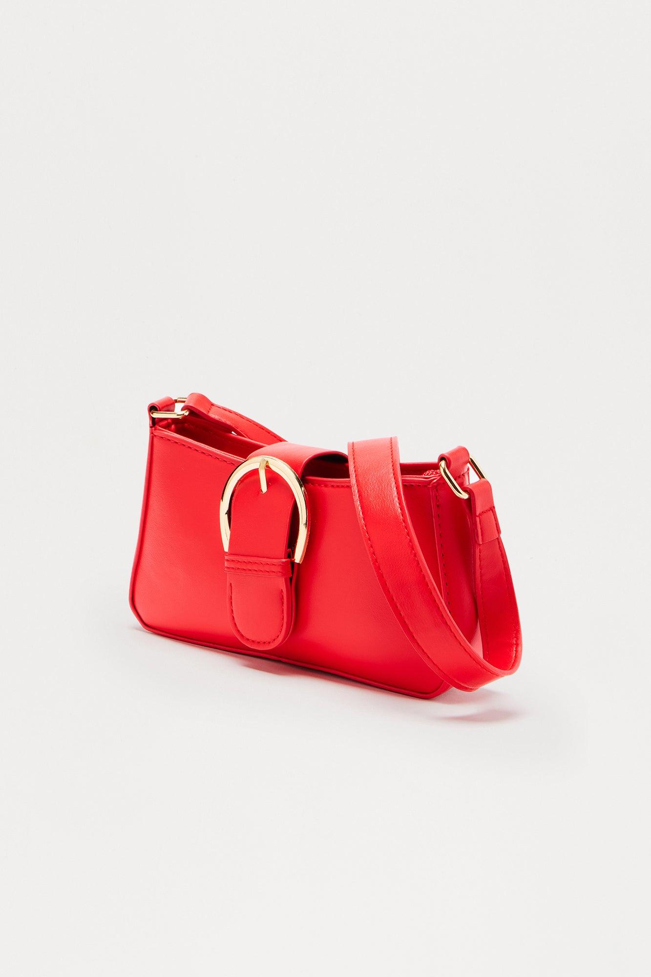 Street Siren Faux Leather Shoulder Handbag - Red Female Product Image
