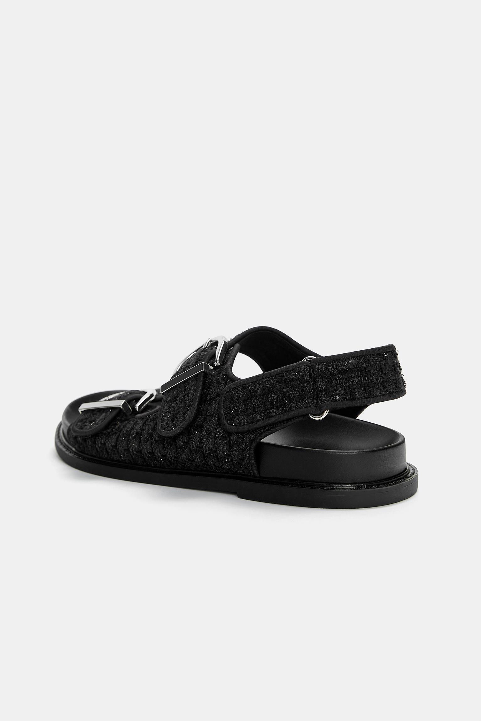 Flat fabric sandals with buckles Product Image