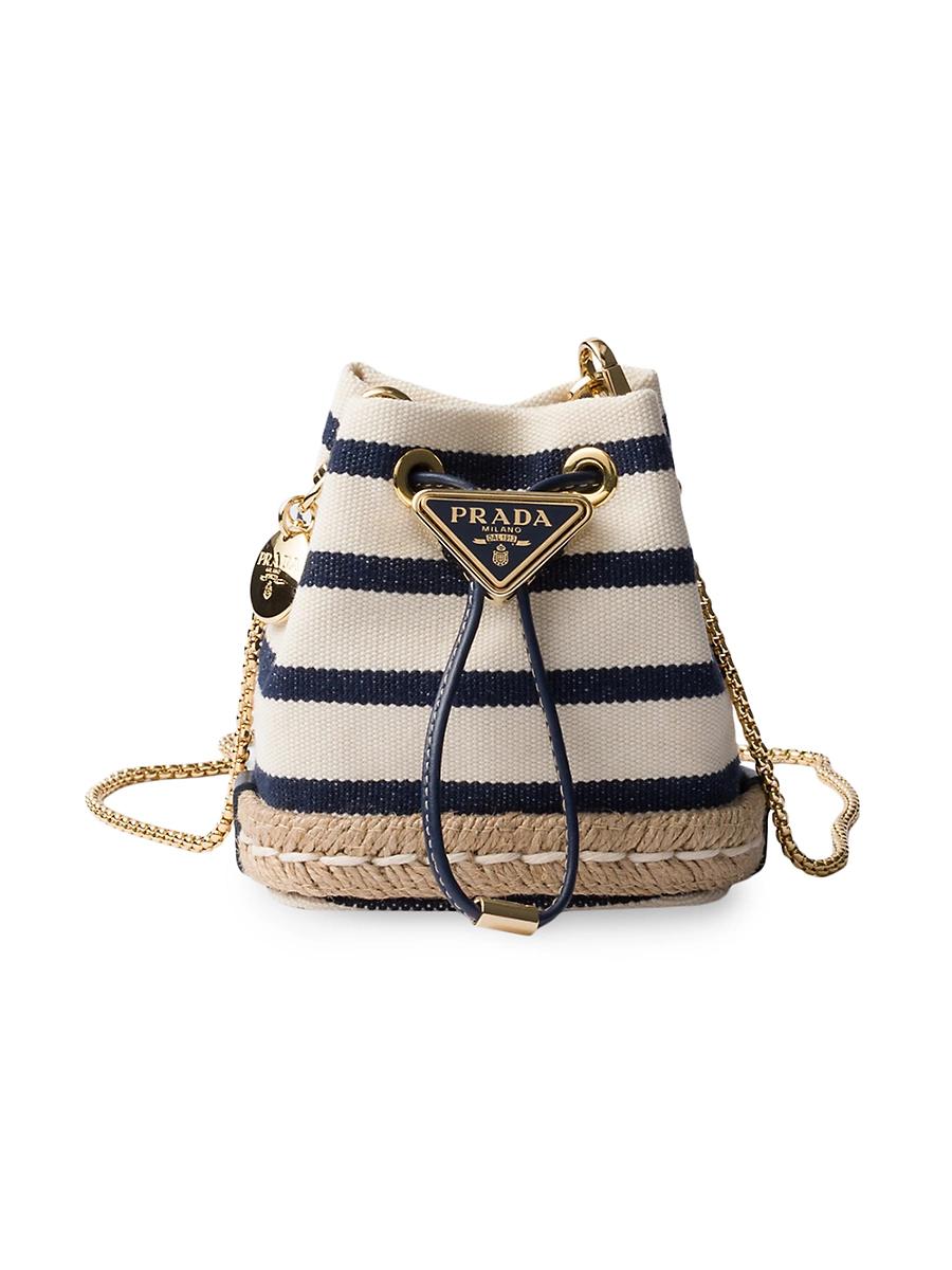 Womens Striped Fabric Mini-Pouch Bucket Bag Product Image