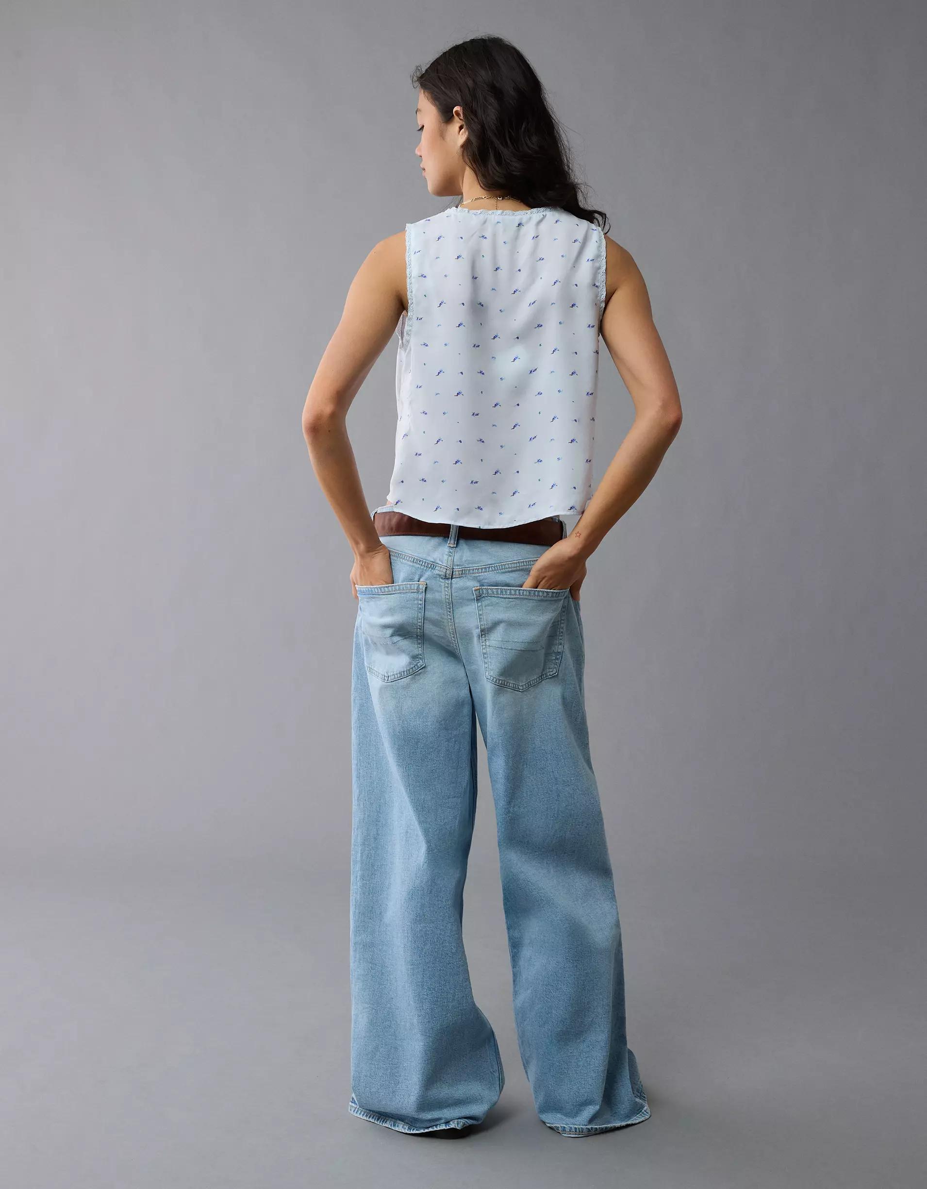 AE V-Neck Satin Slip Tank Top Product Image