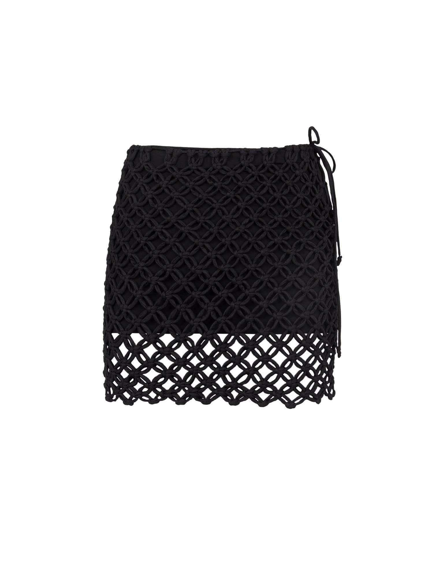 Gio Macrame Mini Skirt - Black Product Image