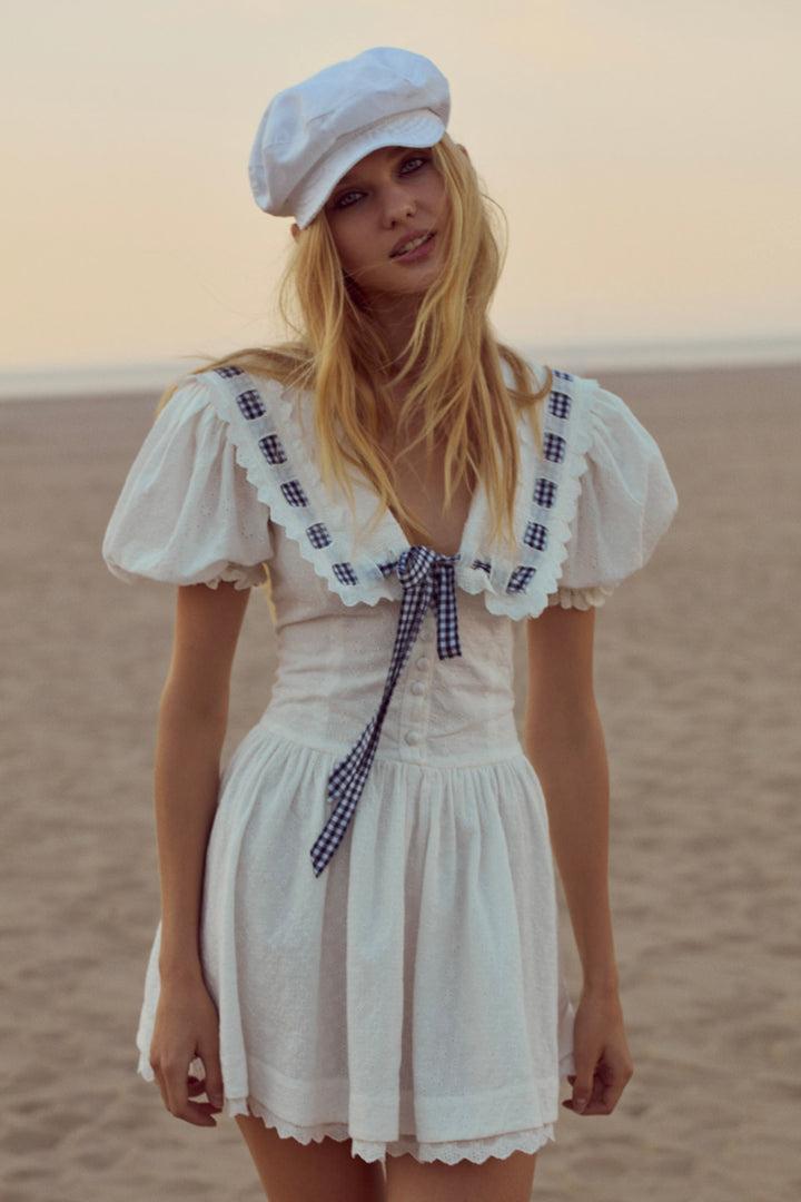 Ruby Ribbon Mini Dress — White Product Image