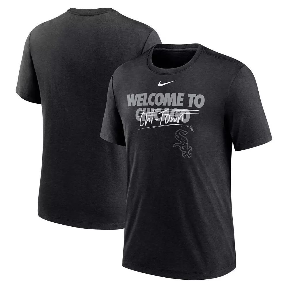Men's Nike Heather Black Chicago White Sox Home Spin Tri-Blend T-Shirt,  Product Image