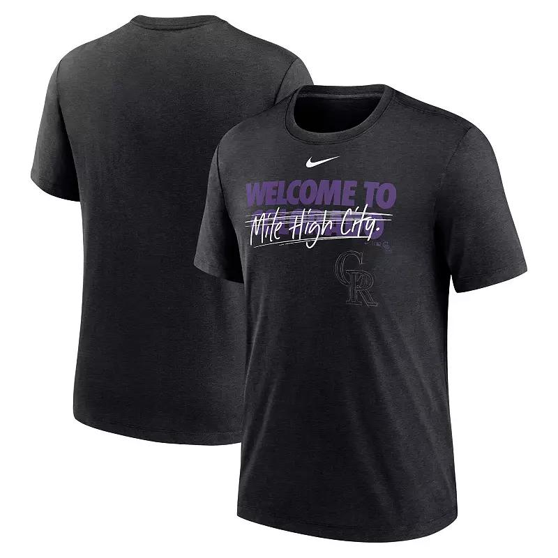 Men's Nike Heather Black Colorado Rockies Home Spin Tri-Blend T-Shirt,  Product Image