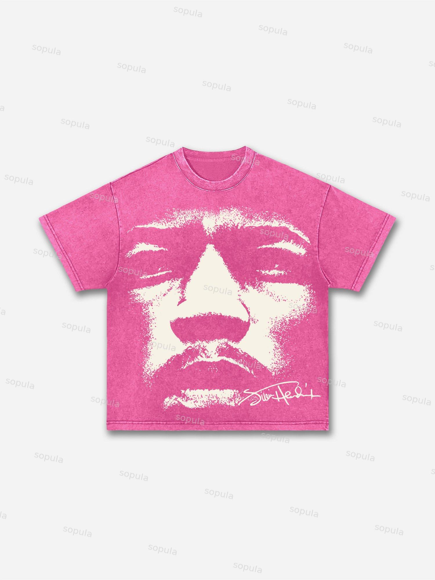 Jimi Hendrix Vintage Portrait Graphic Acid Wash T-shirt Product Image