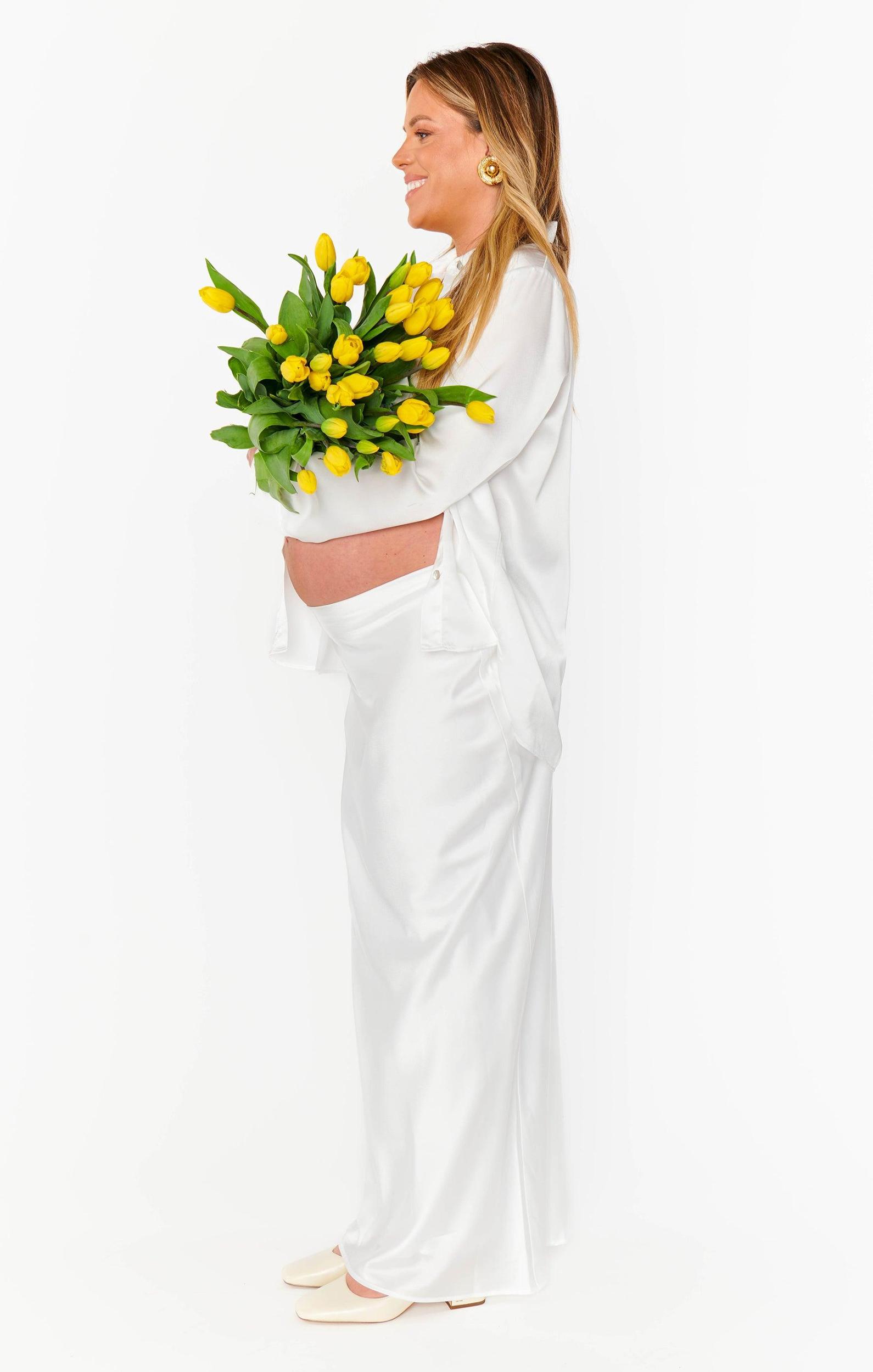 Maxi Slip Skirt ~ Ivory Luxe Satin Product Image