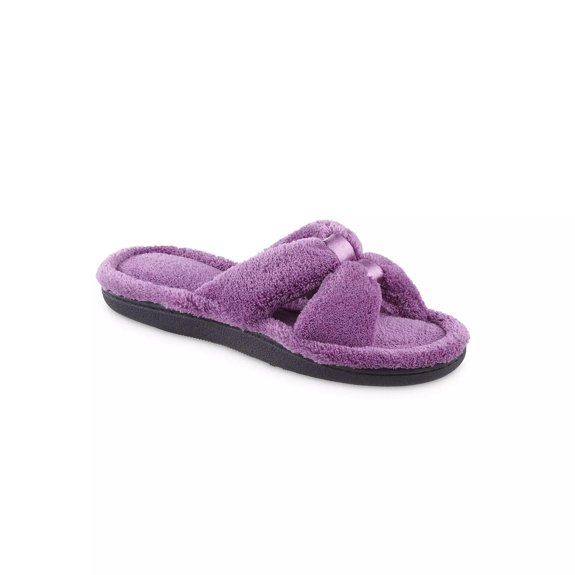 Women's isotoner Memory Foam Microterry X-Slide Slippers with Satin Trim,  Product Image