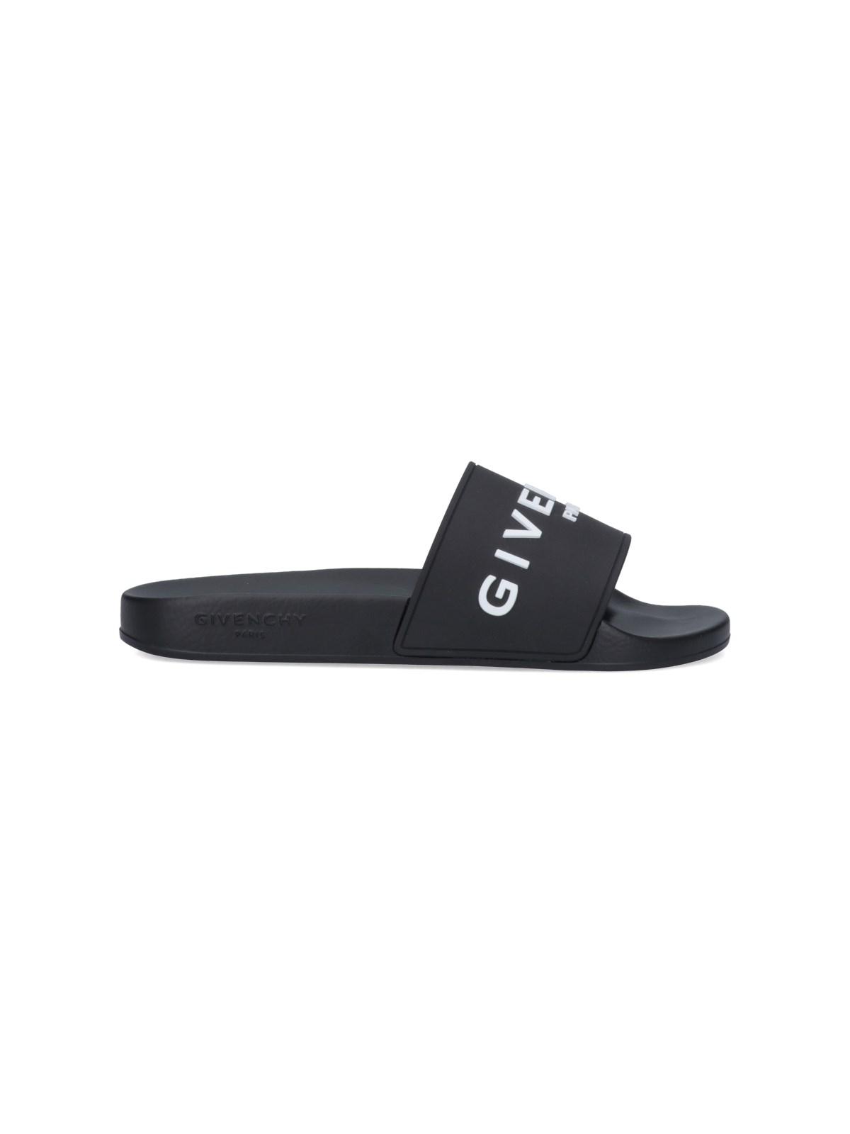 Black Logo-Print Pool Slides Product Image