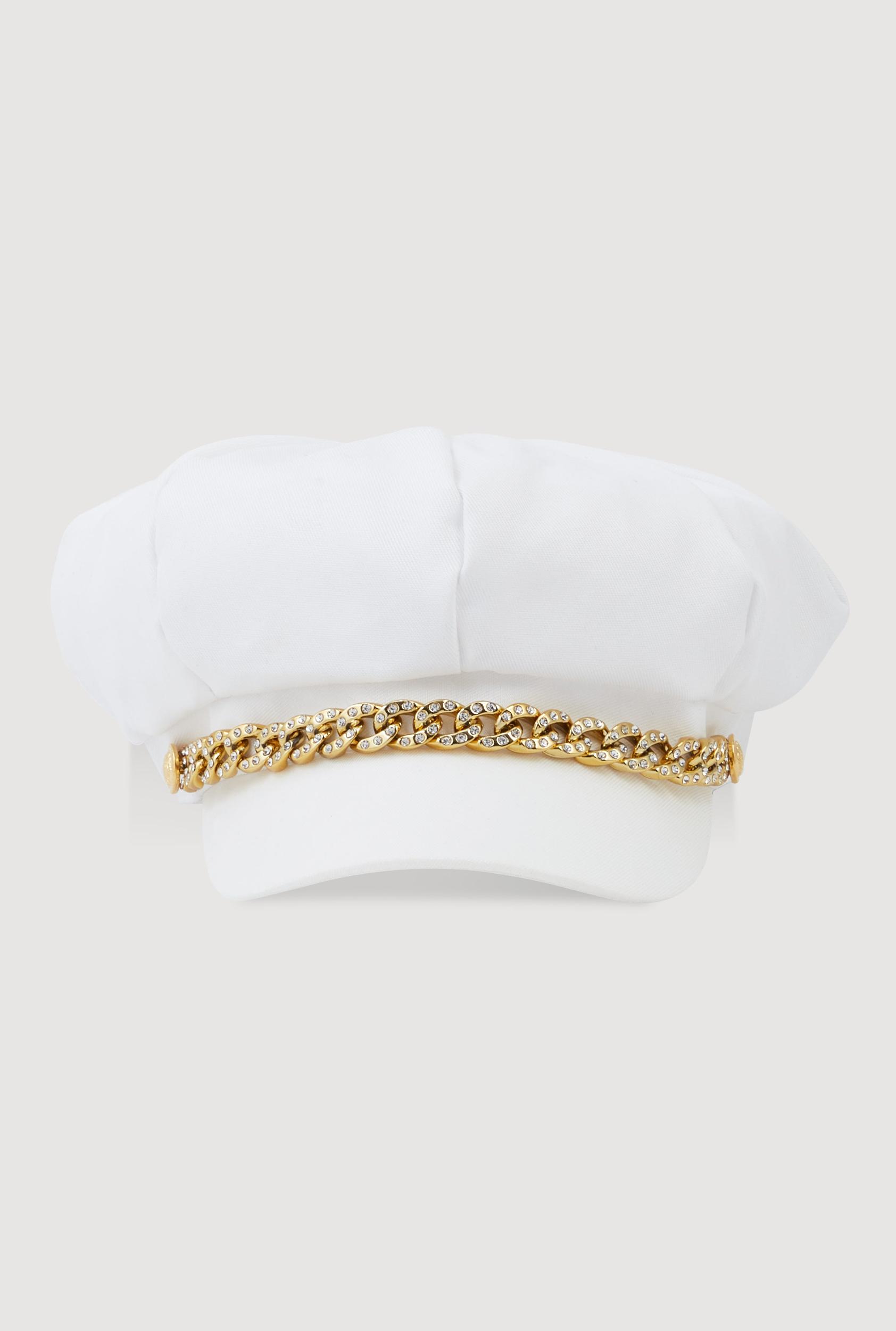 Womens Rhinestone Chain Detail Cabbie Hat Product Image