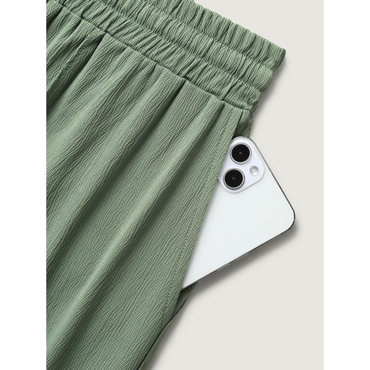 Plus Size Drawstring Pin Tuck Wide-Leg Pants Women Mint Basics Wide Leg Mid Rise Everyday-Casual Pants BloomChic 26/4X Product Image