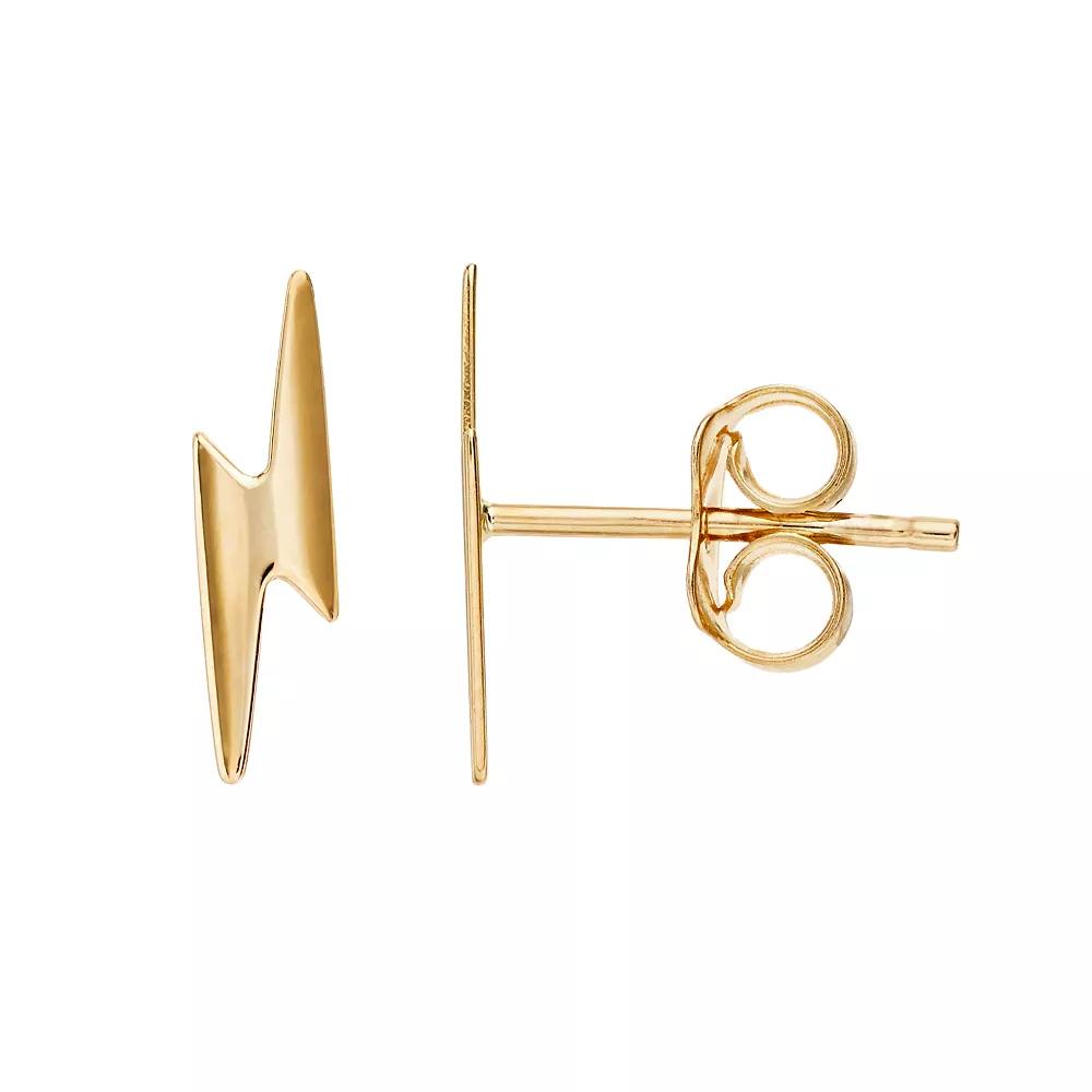 14k Gold Lightning Bolt Stud Earrings, Women's Product Image