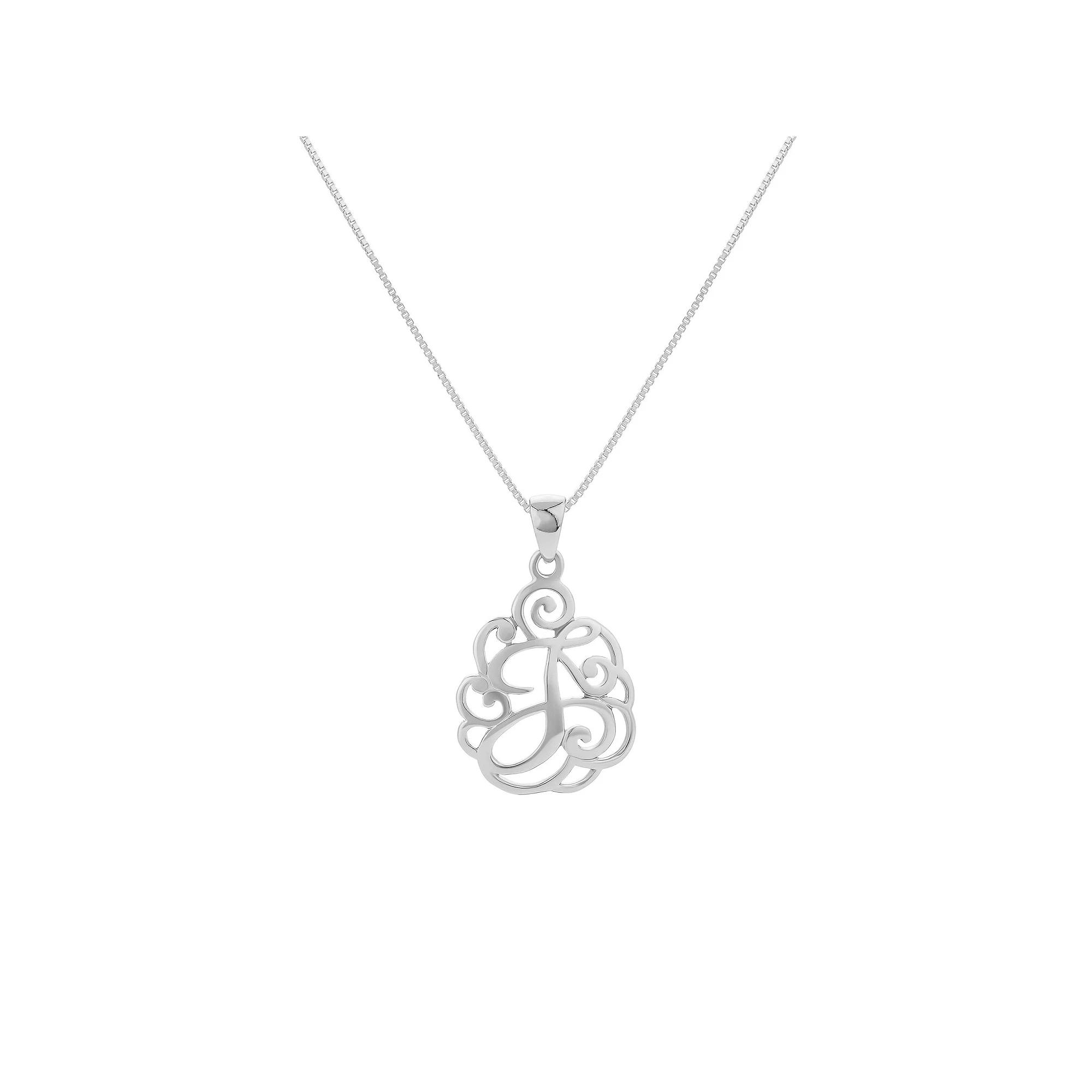 PRIMROSE Sterling Silver Monogram Initial Pendant Necklace, Women's, Size: 18", Silver Tone F Product Image