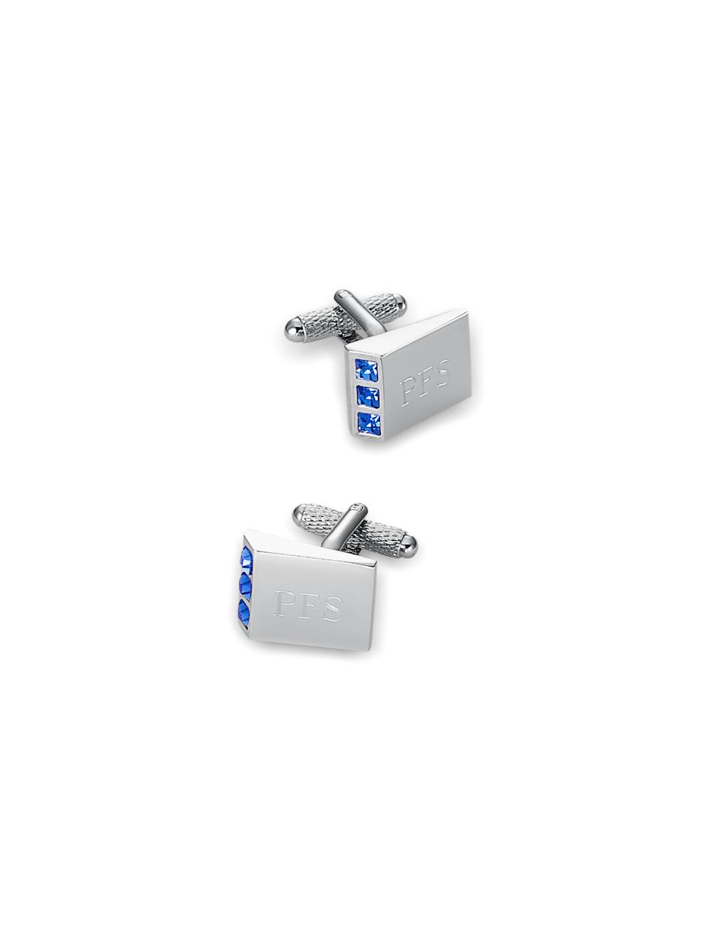 Crystal Side Engravable Cufflinks - Blue Product Image
