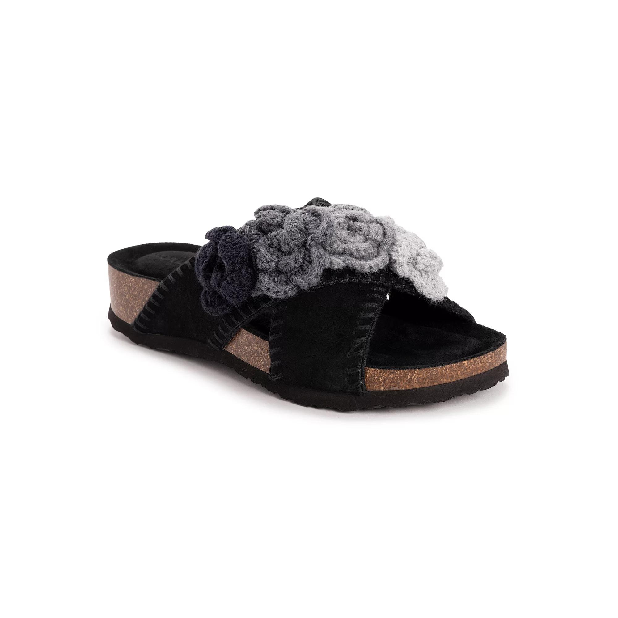 MUK LUKS Penelope Women's Suede Floral Slide Sandals,  Product Image