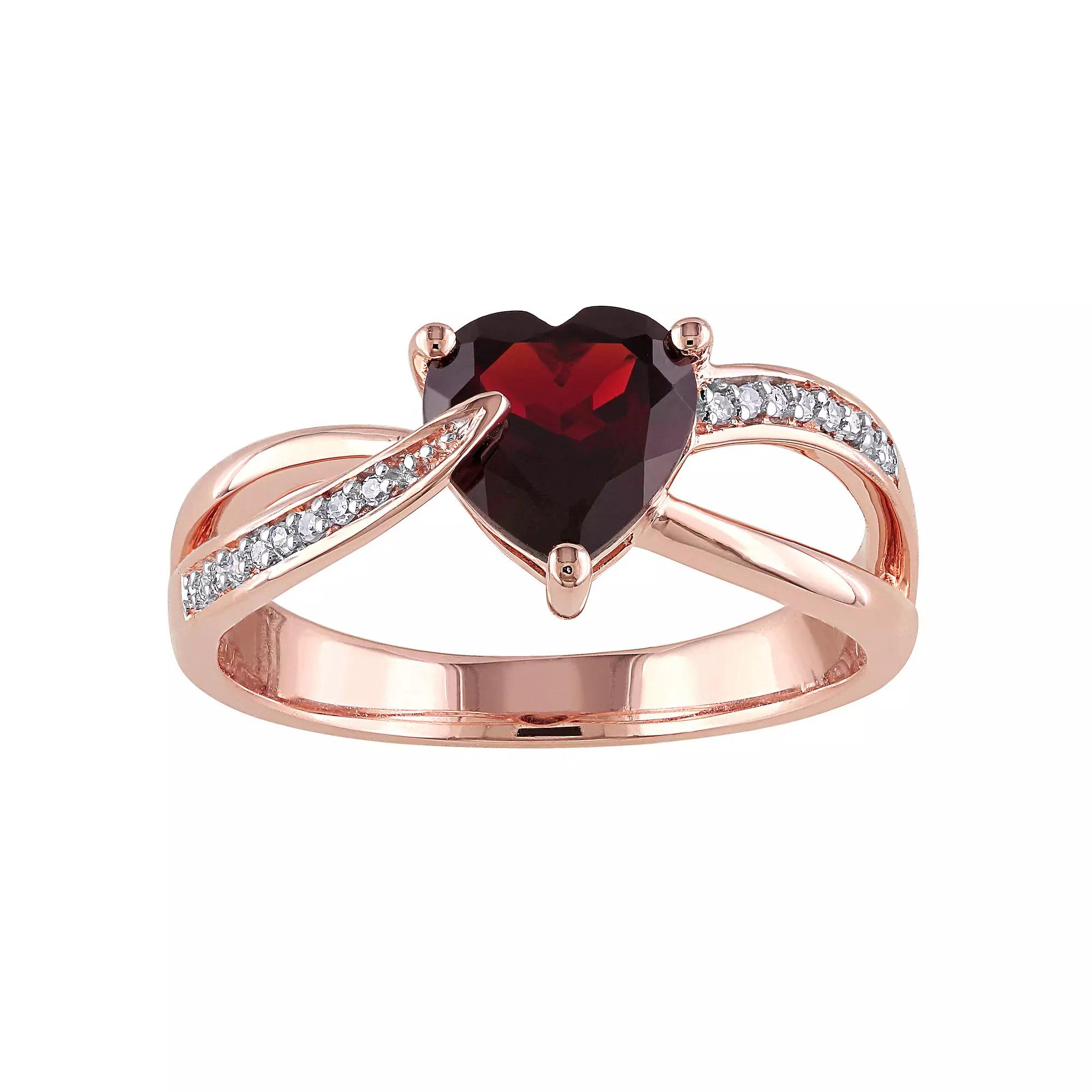 Stella Grace 10k Rose Gold Garnet & Diamond Accent Heart Shaped Ring, Women's,  Product Image