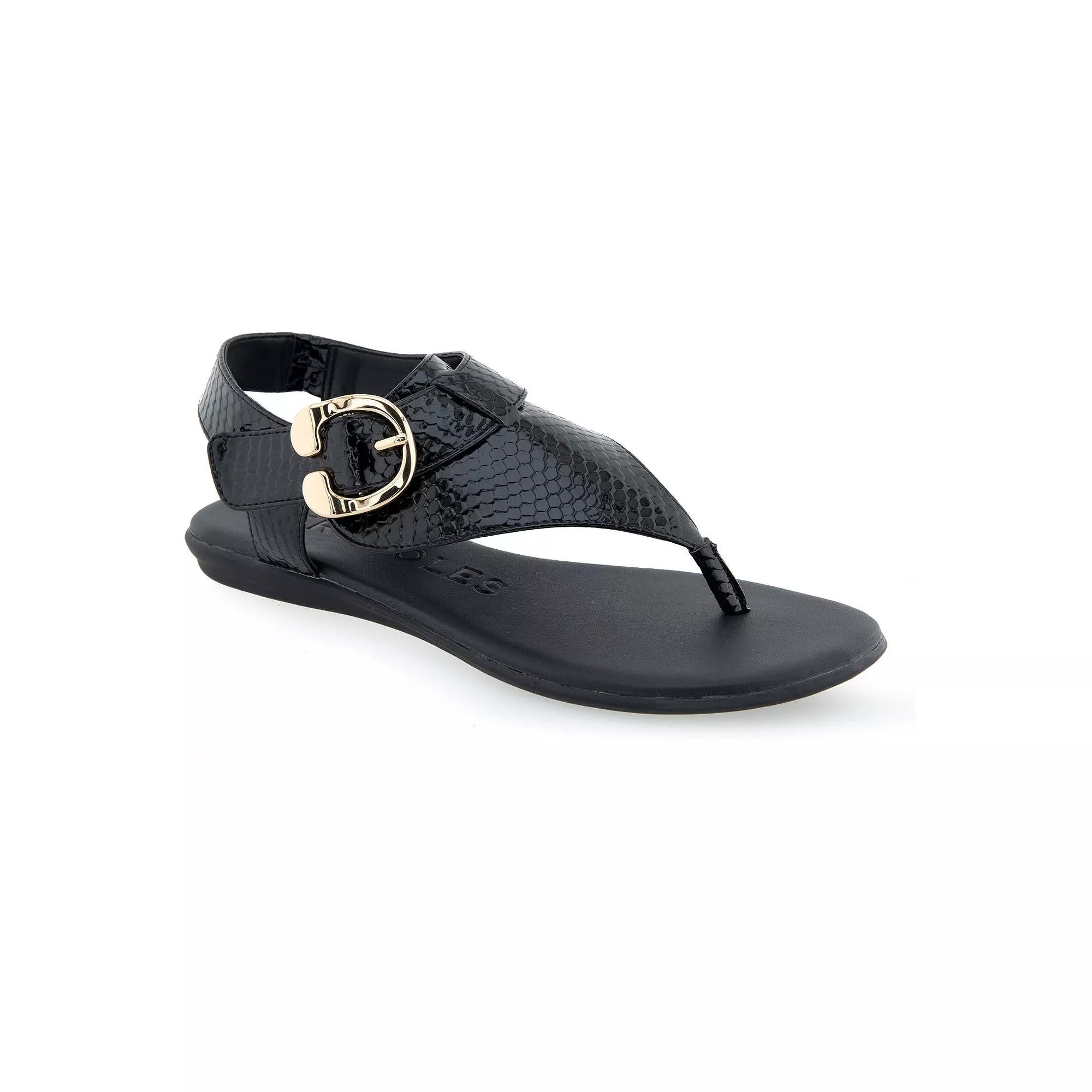 Aerosoles Isa Women's Flat Thong Sandals, Size: 8 Medium, Black Snake Patent Pu Product Image
