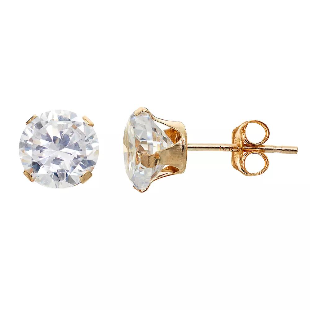 Taylor Grace Cubic Zirconia 10k Gold Stud Earrings, Women's Product Image